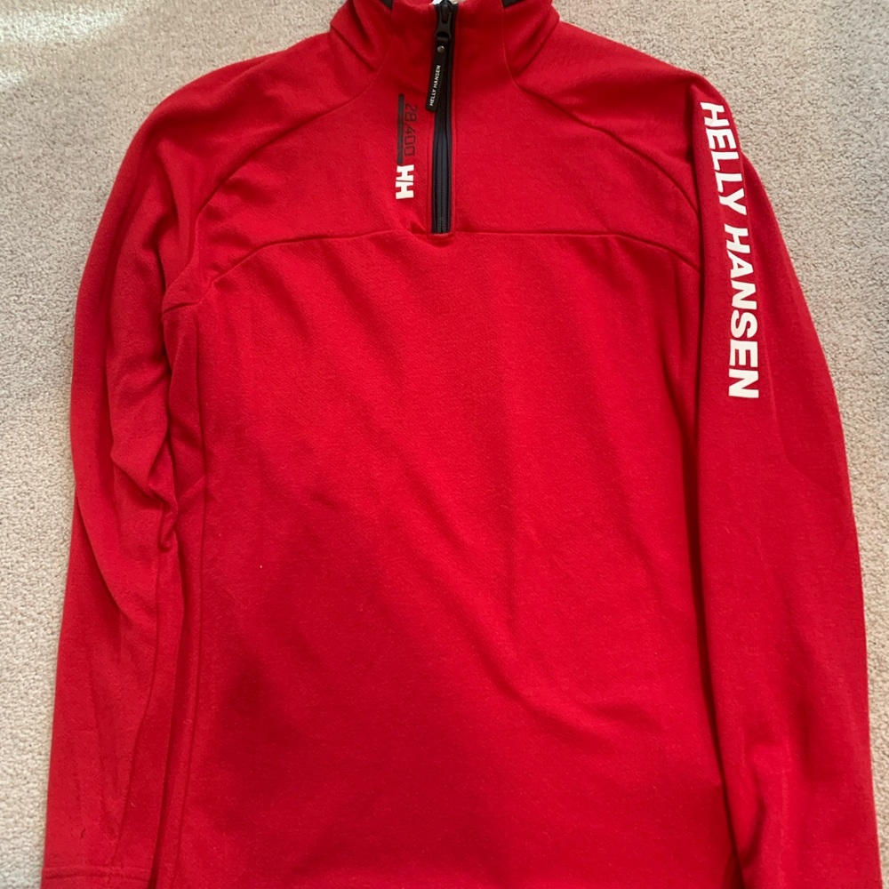 Helly Hansen Mens Red Quarter Zip Long Sleeve Shirt size Medium